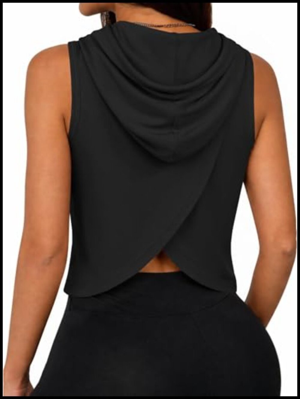 Sleeveless Hoodie Workout Crop Tank Top Crisscross Open Back